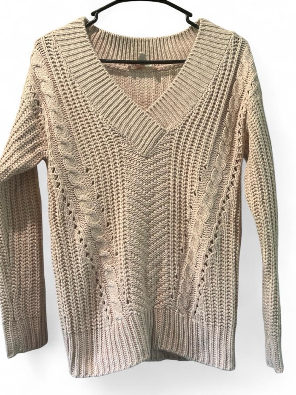 Philosophy light pink Cable Knit V-Neck Sweater, XS